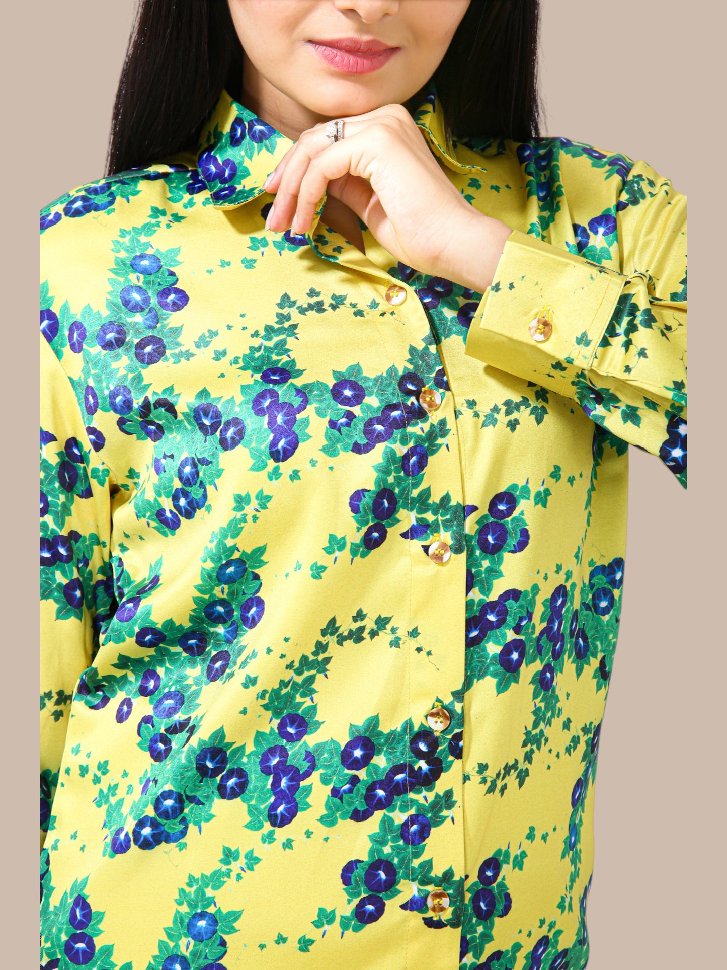 MORNING GLORIES YELLOW FLORAL SHIRTS