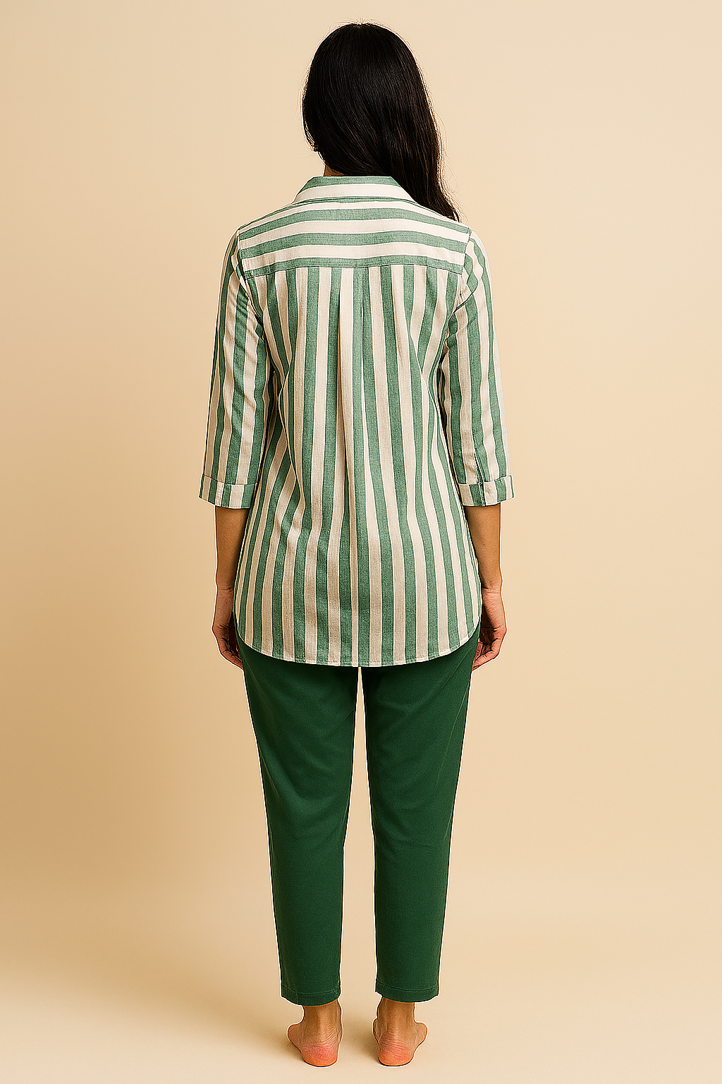 Sage Green Stripes Lounge Set