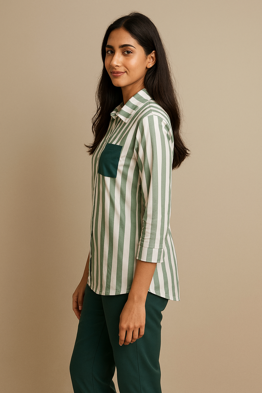 Sage Green Stripes Lounge Set