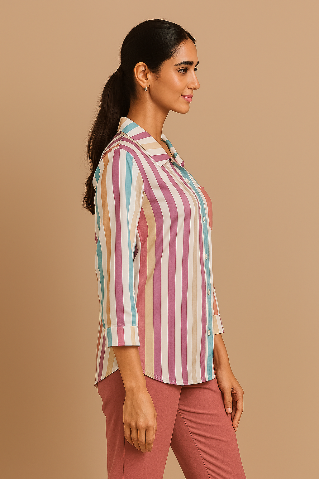 Sage Rose Pink Stripes Lounge Set