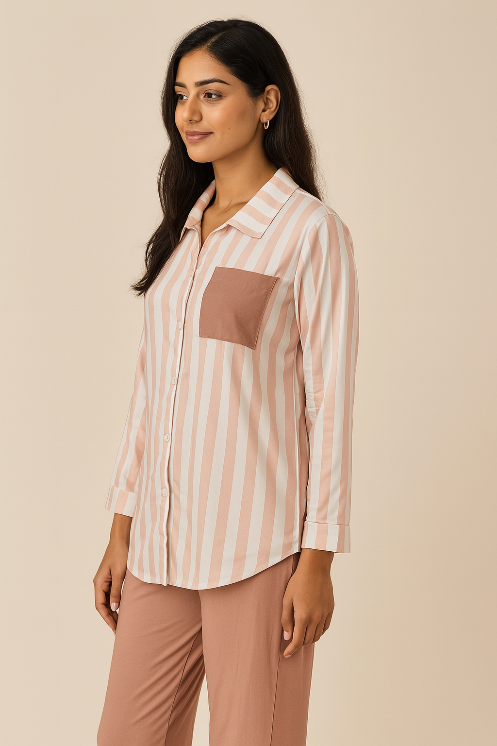 Sage Sky Pink Stripes Lounge Set