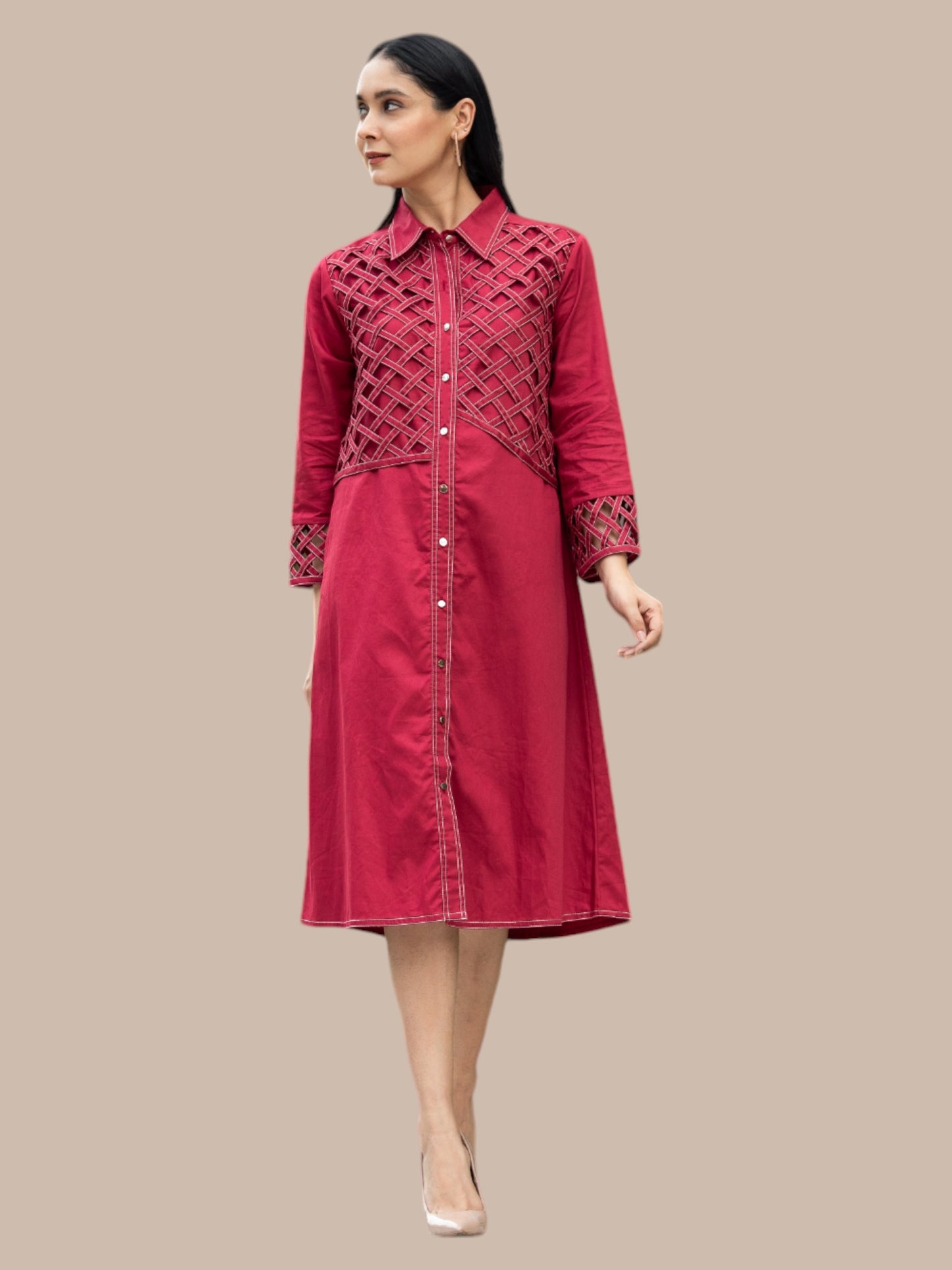 Maroon shirt Dress