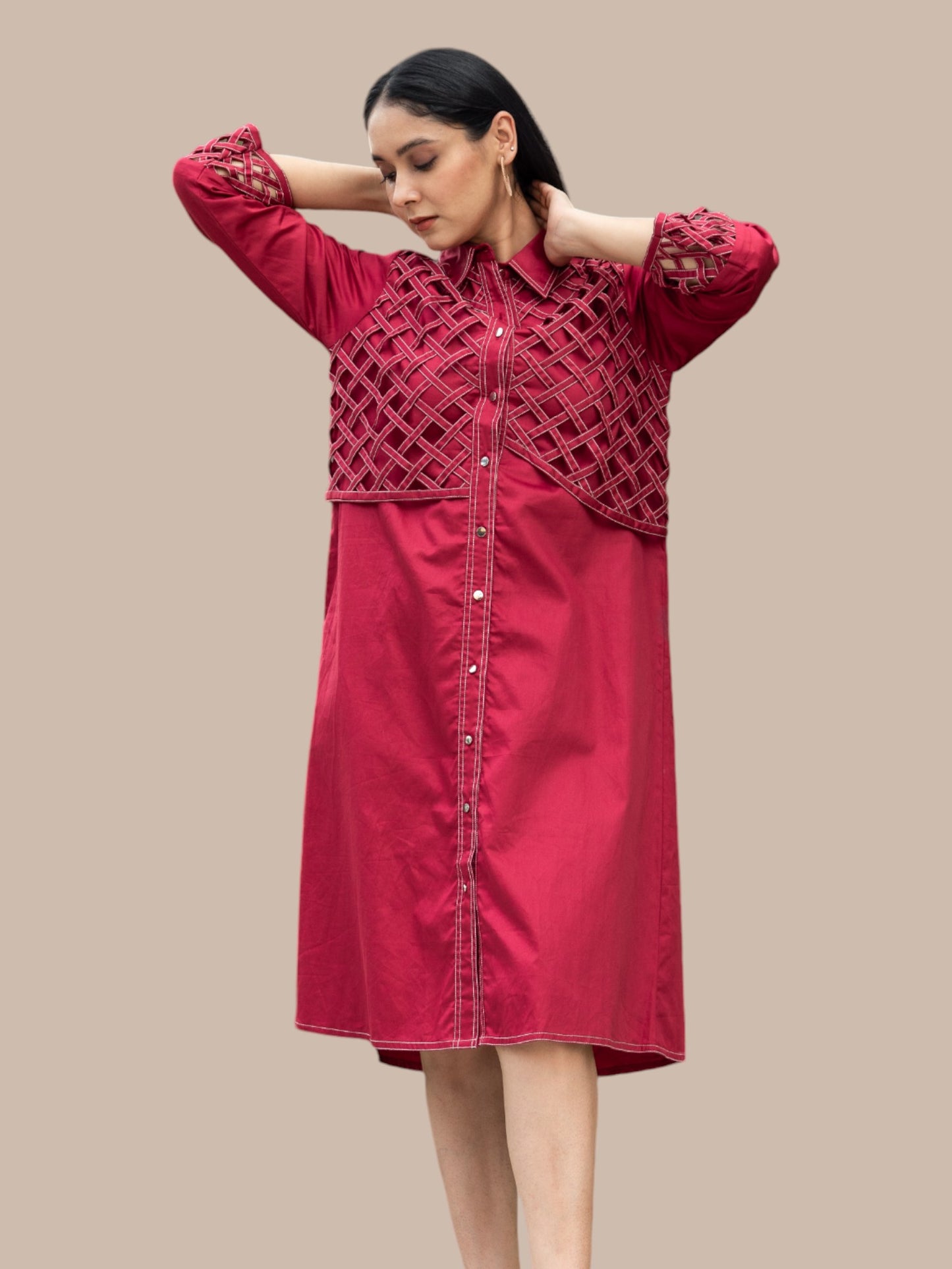 Maroon shirt Dress