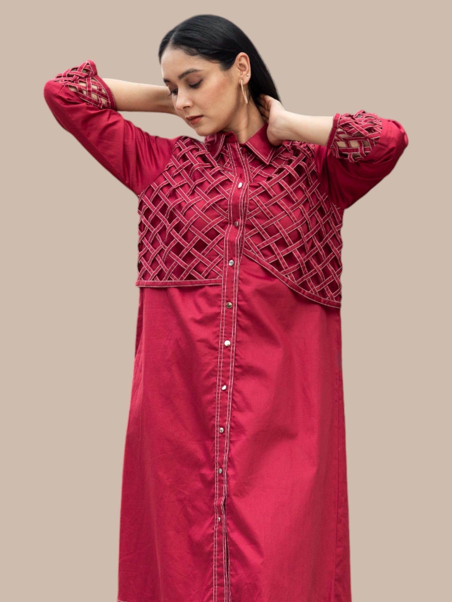 Maroon shirt Dress