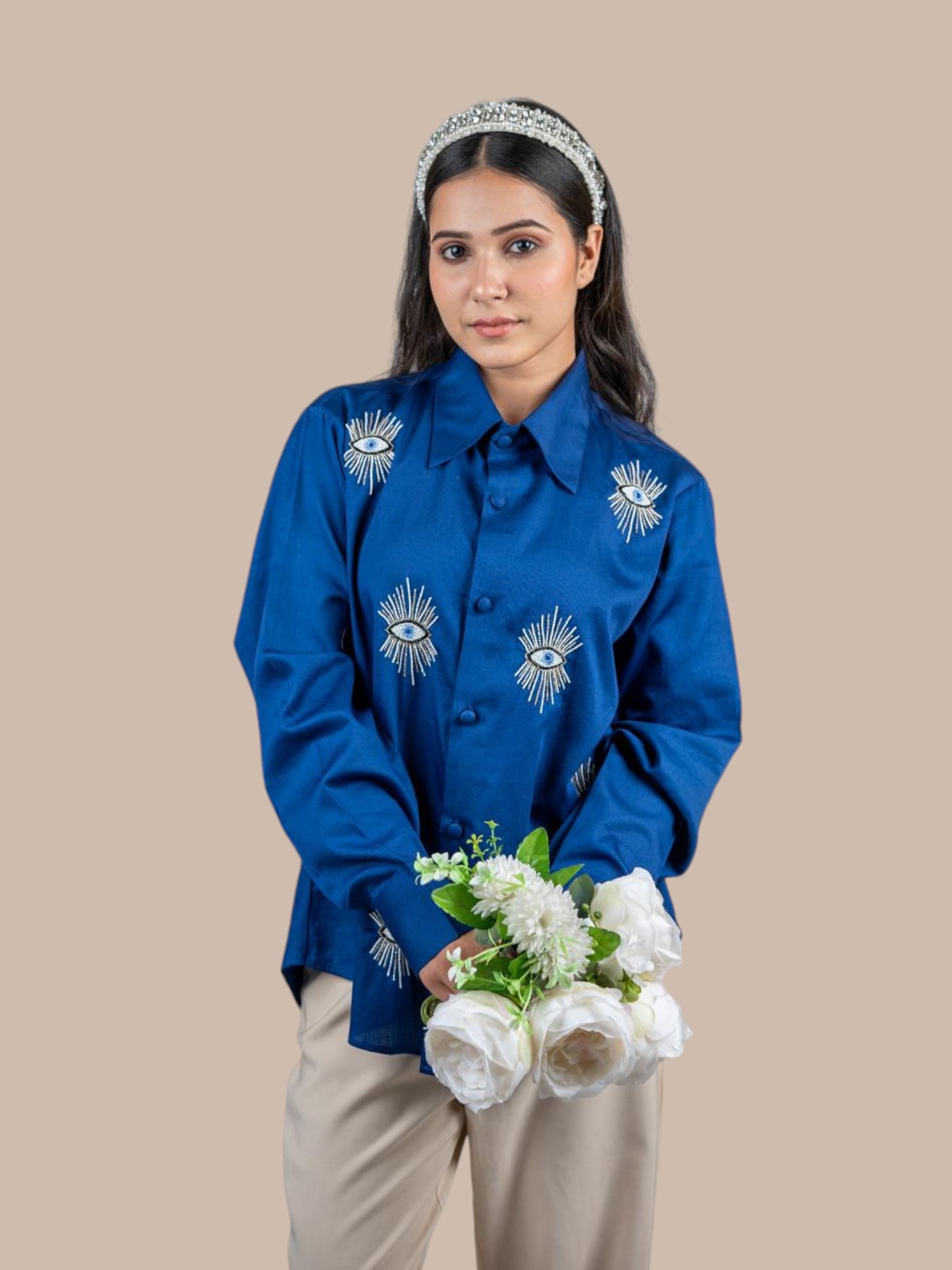 EMBELLISHED BLUE SHIRT