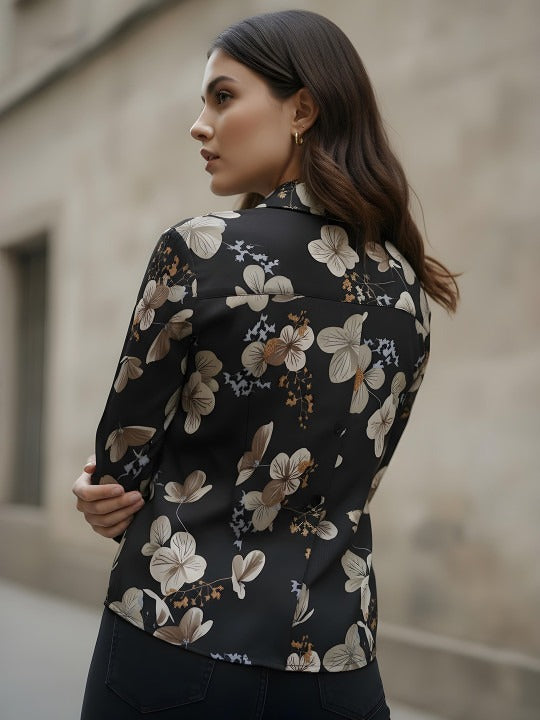 Noir Bloom Oversized Floral Shirt