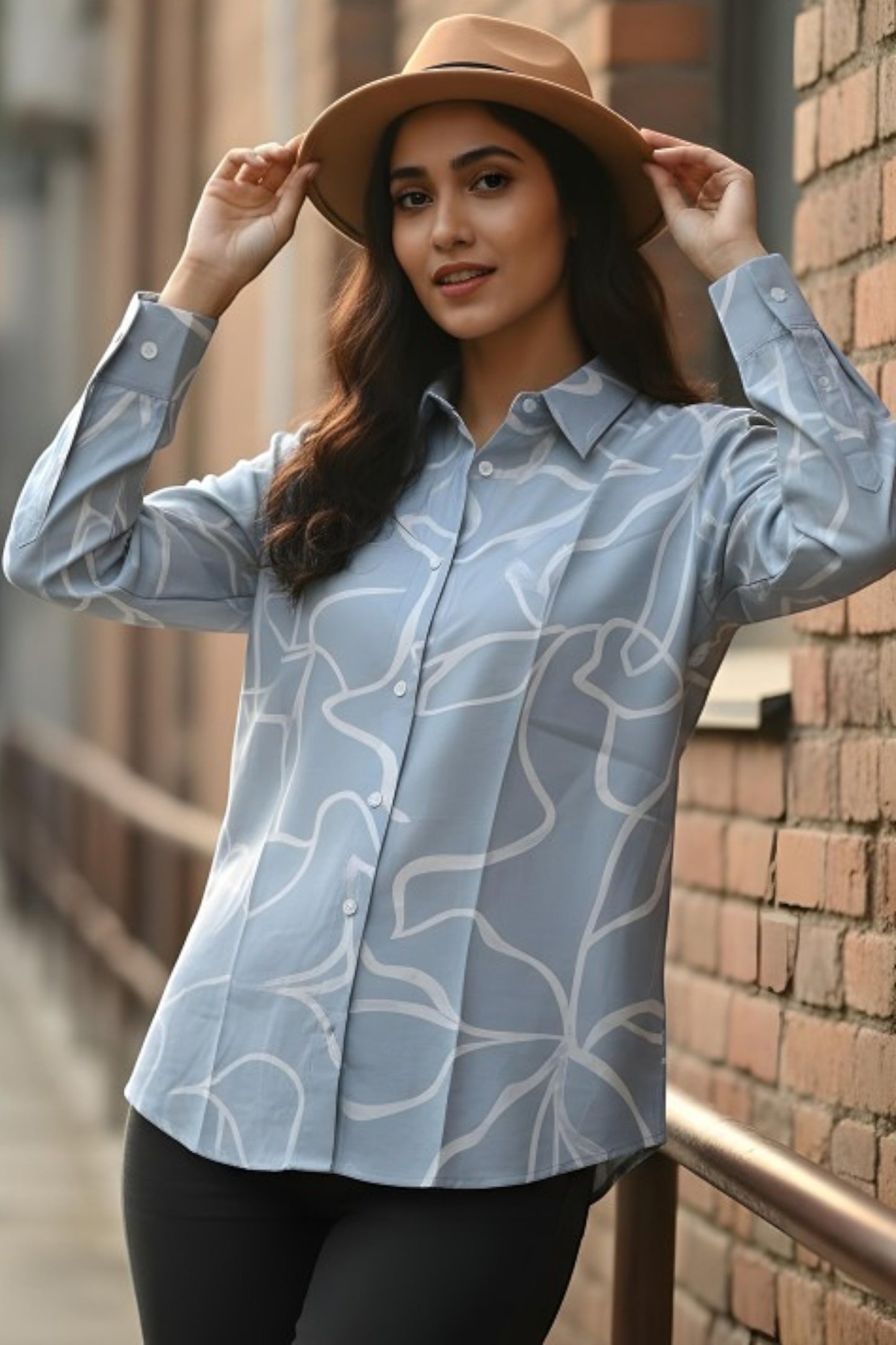Soft Sky Abstract Line Shirt