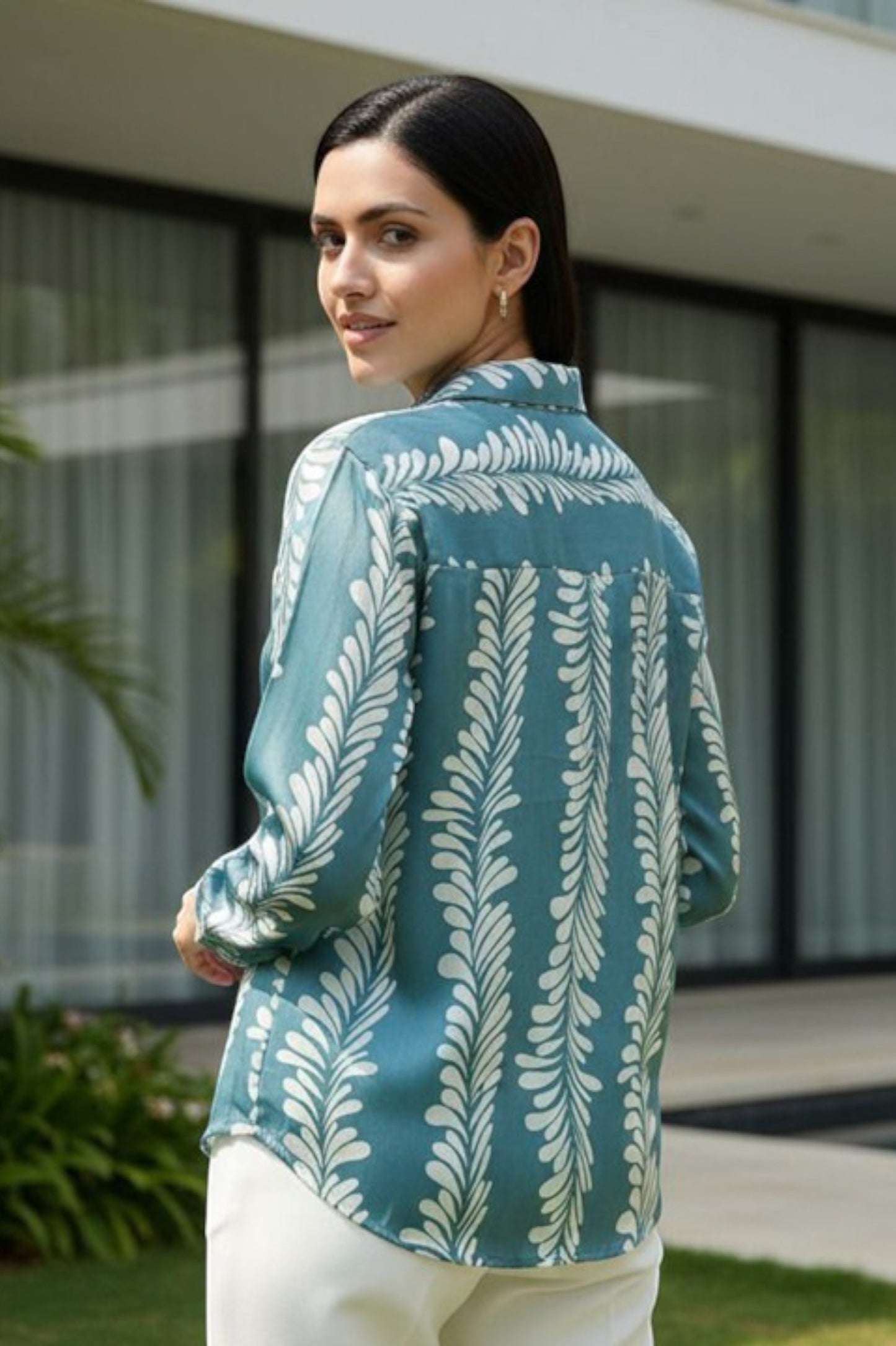 Aqua Fern Printed Shirt