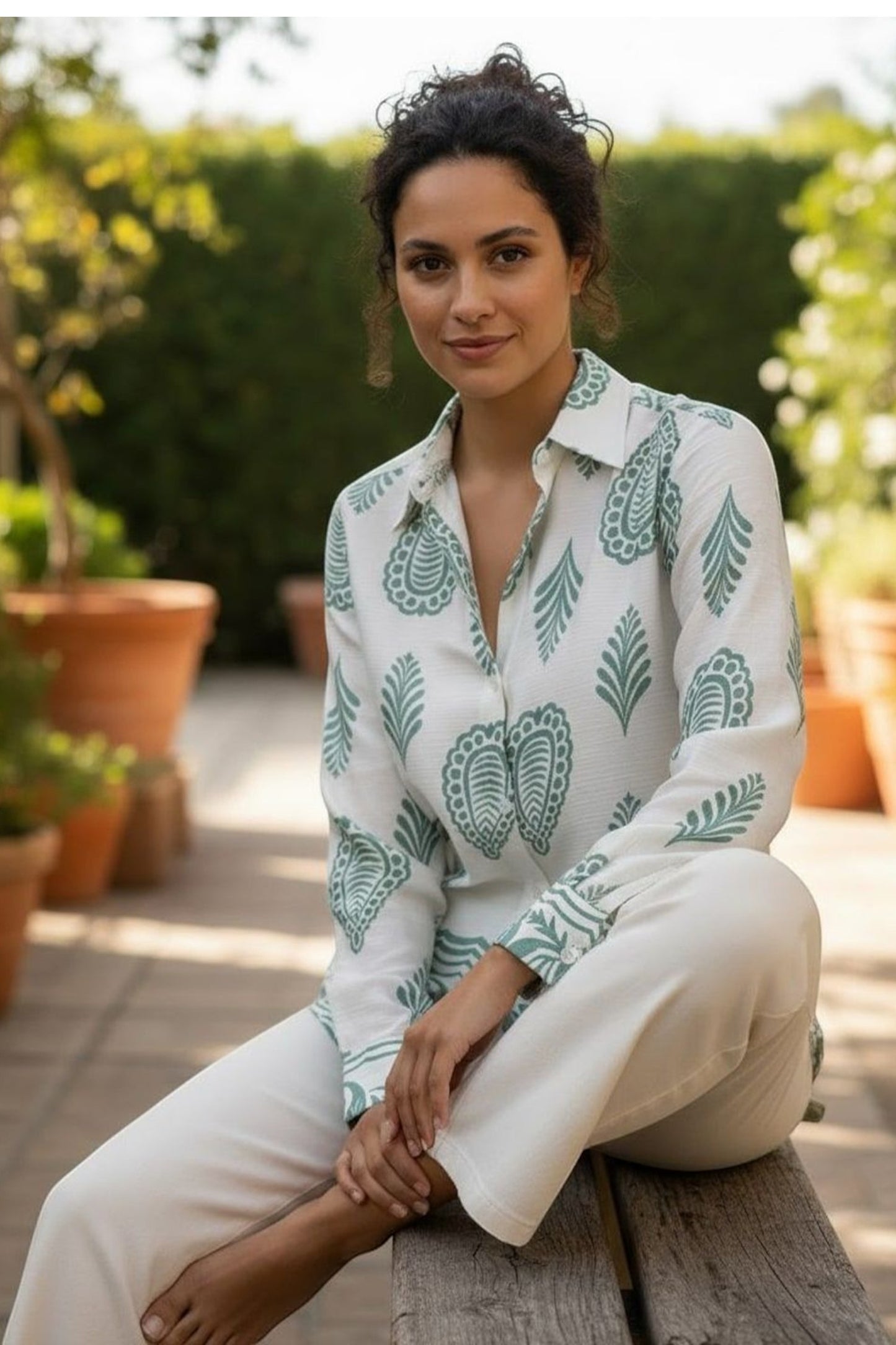Seafoam Heritage Motif Shirt