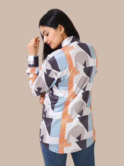 BLOCK GEOMETRIC ART PRINTED SHIRT