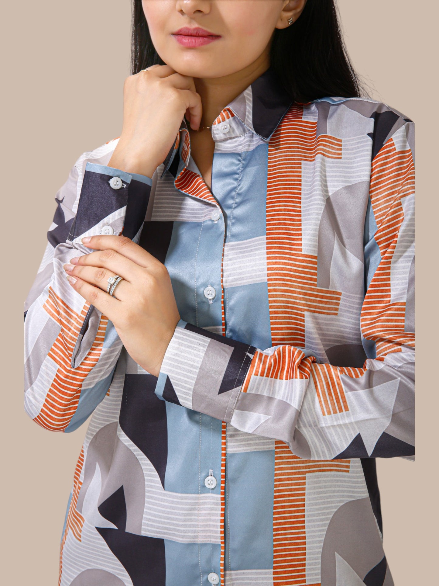 BLOCK GEOMETRIC ART PRINTED SHIRT