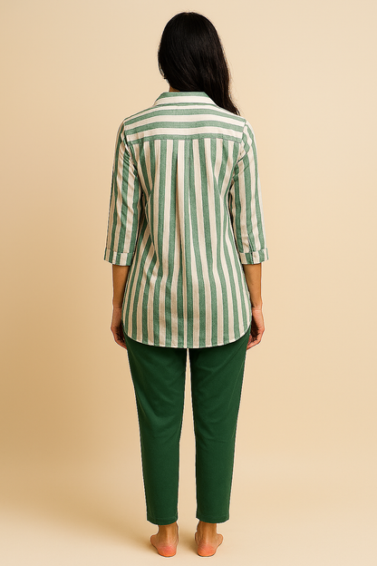 Sage Green Stripes Lounge Set