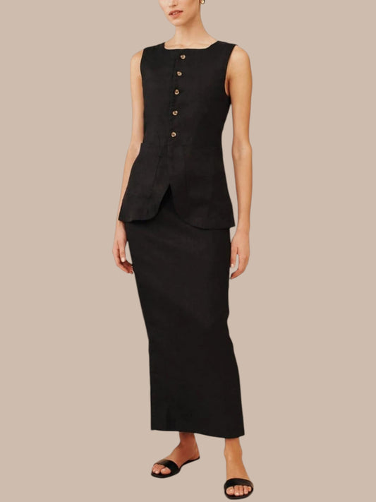 Black Linen Co-ord Set