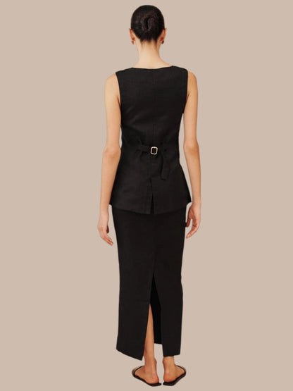 Black Linen Co-ord Set