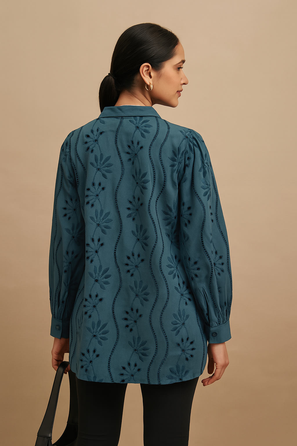 Elegant Blue Boho Shirt