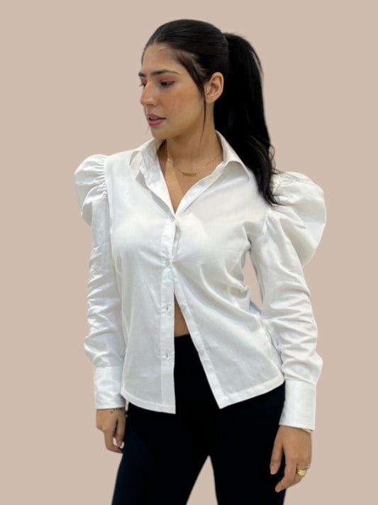 White Puffed Sleeve Shirt