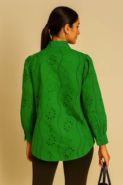 Elegant Green Boho Shirt