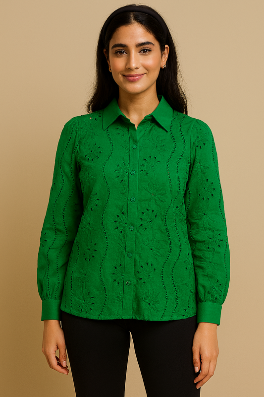 Elegant Green Boho Shirt