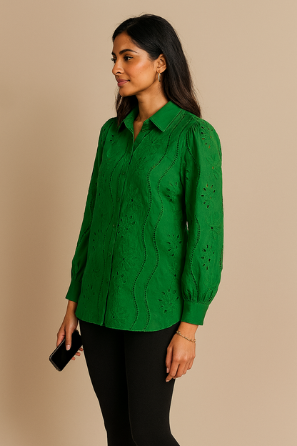 Elegant Green Boho Shirt