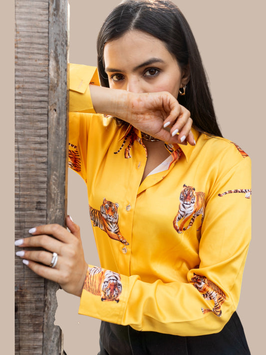 YELLOW TIGER PRINTED SHIRT