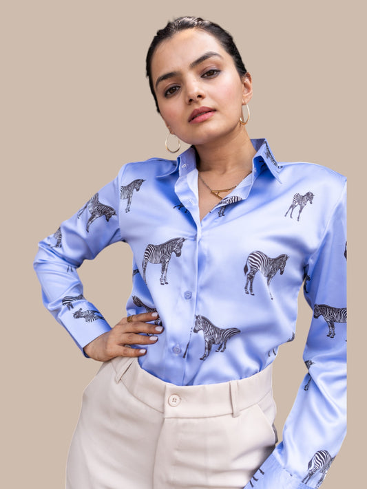 PURPLE ZEBRA PRINTED SHIRT