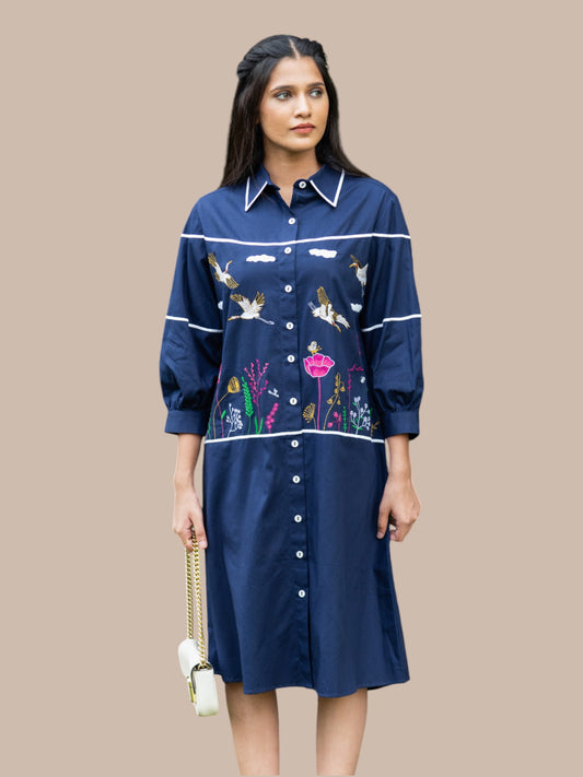 blue shirt dress