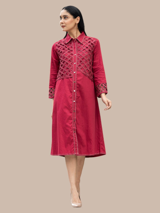 Maroon shirt Dress