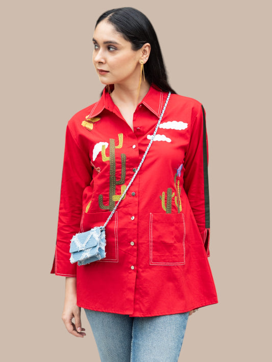 EMBRIODERY RED SHIRT
