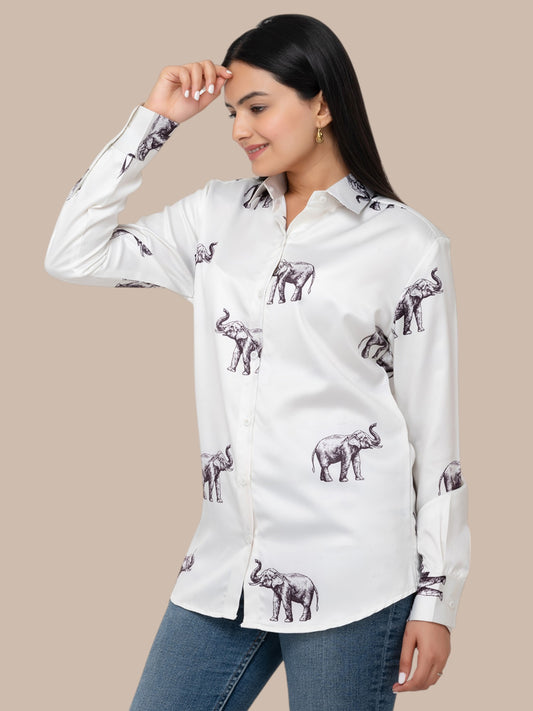IVORY ELEPHANT PRINTED SHIRT