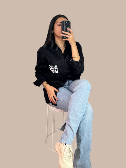 Boss Lady Black Cotton Shirt For Women