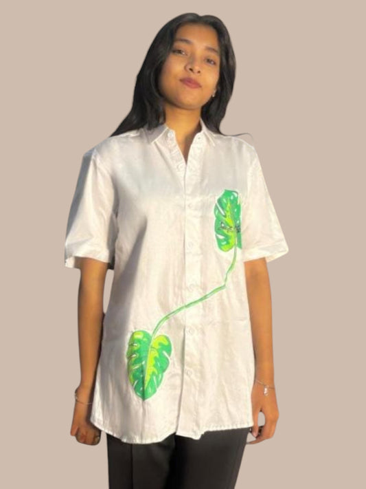 Lotus Half Sleeves Cotton Shirt for Women