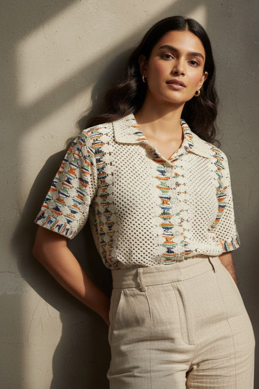 Boho Knit Pattern Shirt