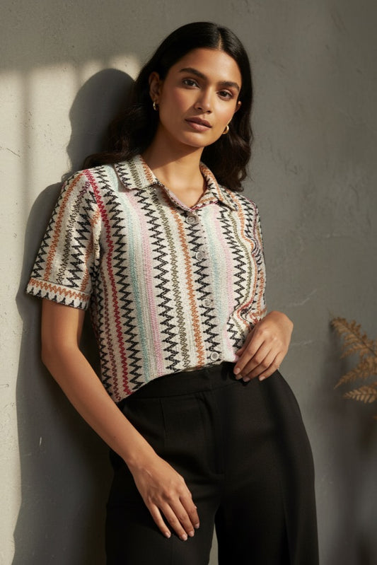 Zigzag Multicolor Knit Shirt