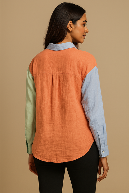 Pastel Patchwork Oversized Shirt