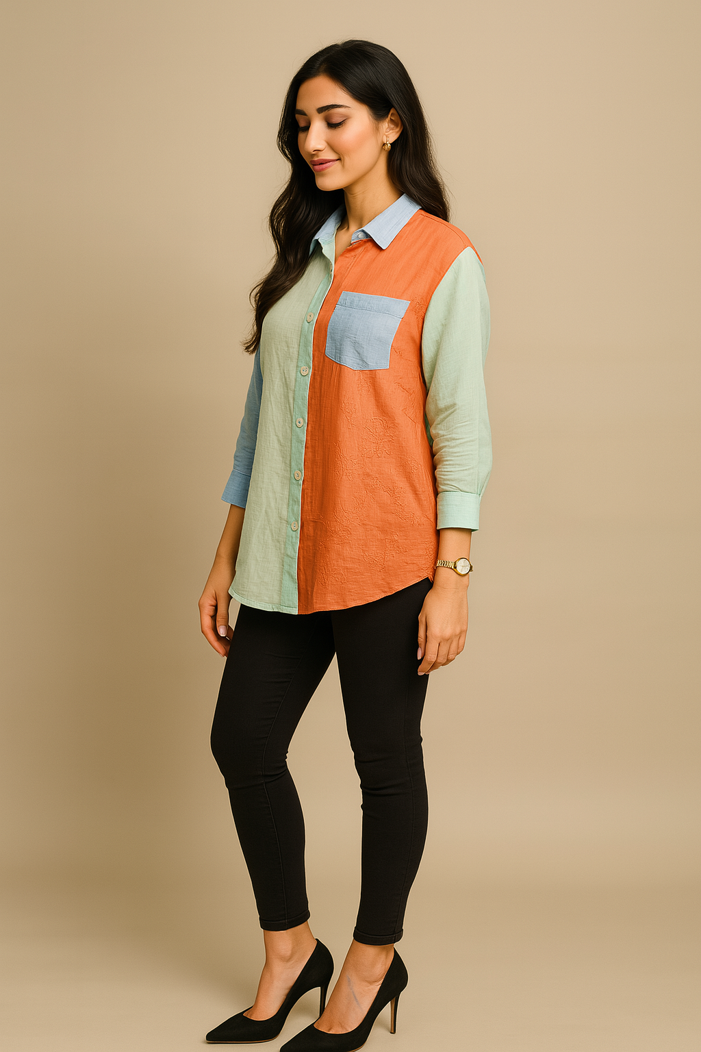 Pastel Patchwork Oversized Shirt