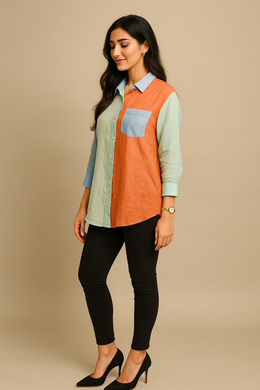 Pastel Patchwork Oversized Shirt