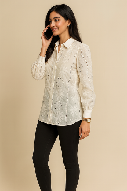 Elegant White Boho Shirt