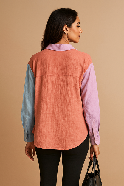 Blue Pastel Patchwork Shirt