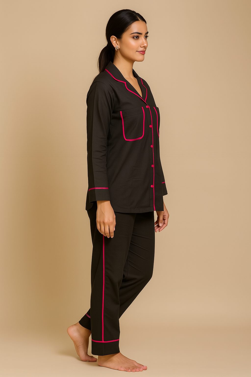 BLACK WITH HOT PINK STRIPES CO-ORD SET