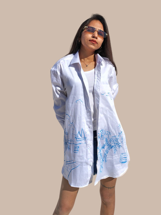 Holy Beach White Vacation Shirt For Girl