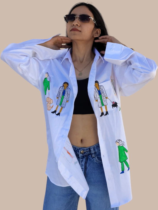 Everyday Visit White Oversized Cotton Shirt For Women