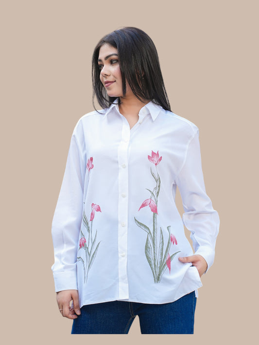 WHITE HAND PAINTED SHIRT