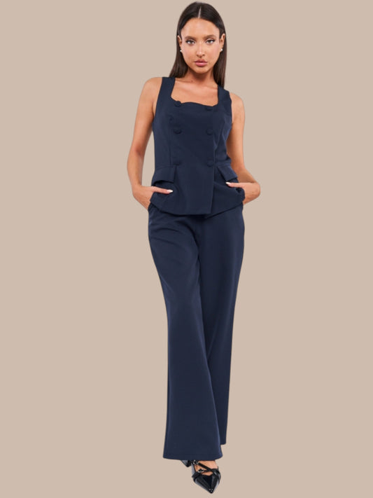 Navy Blue Linen Co-ord Set