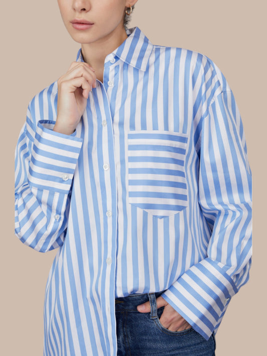 Blue Striped Boyfriend Shirt