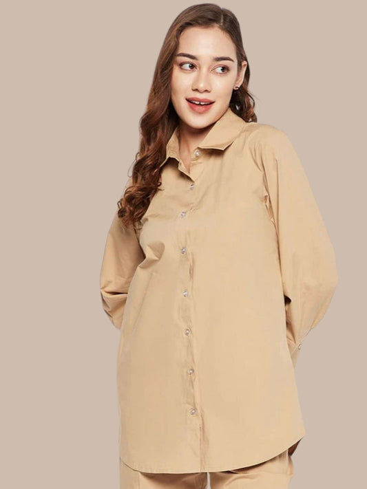 BEIGE BOY FRIEND SHIRT
