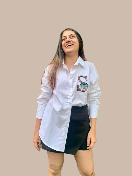 MONOGRAM OVERSIZE COTTON SHIRT