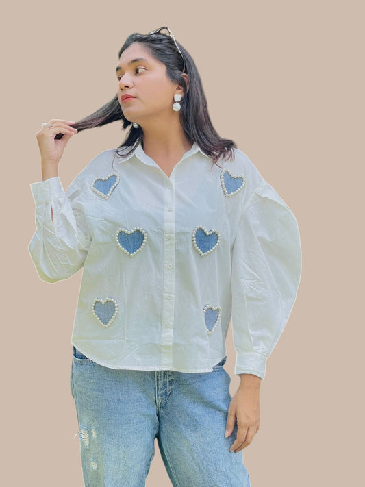 HAND EMBROIDERY HEART SHIRT