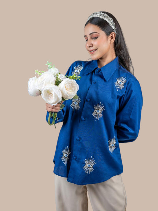 EMBELLISHED BLUE SHIRT