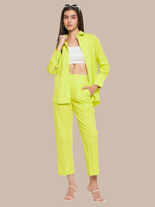 NEON YELLOW SHIRT PANT CO ORDS SET