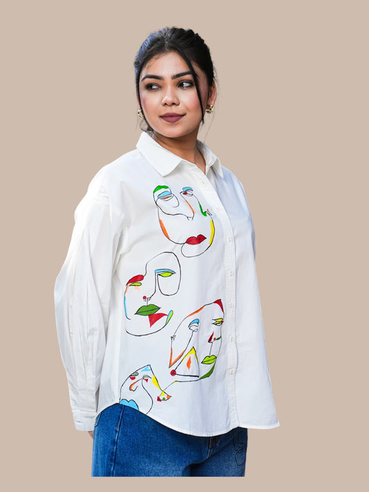 WHITE HAND PAINTED SHIRT